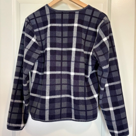 Vintage 90s Gap Factory Grey & Black Plaid Fleece Zipper Jacket Women's Size M - Picture 4 of 5